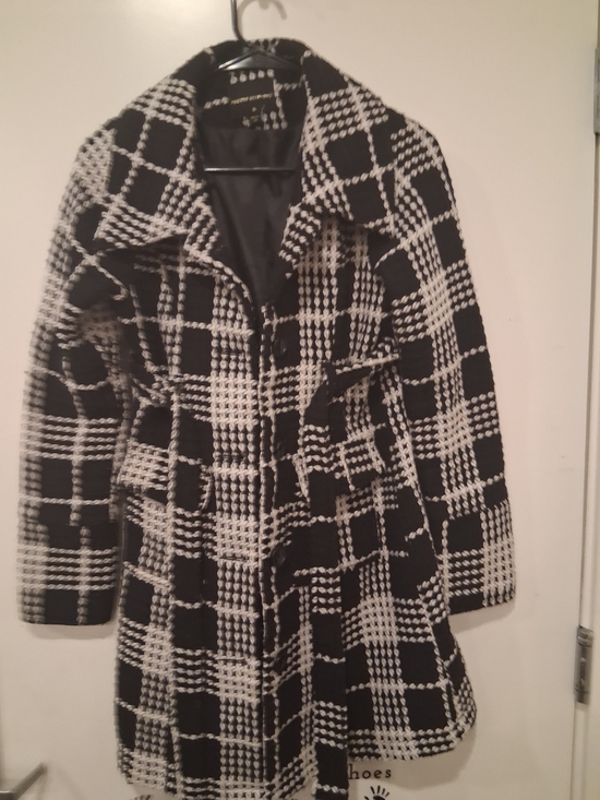 Jackets & Blazers - Black & White Plaid Women's Coat